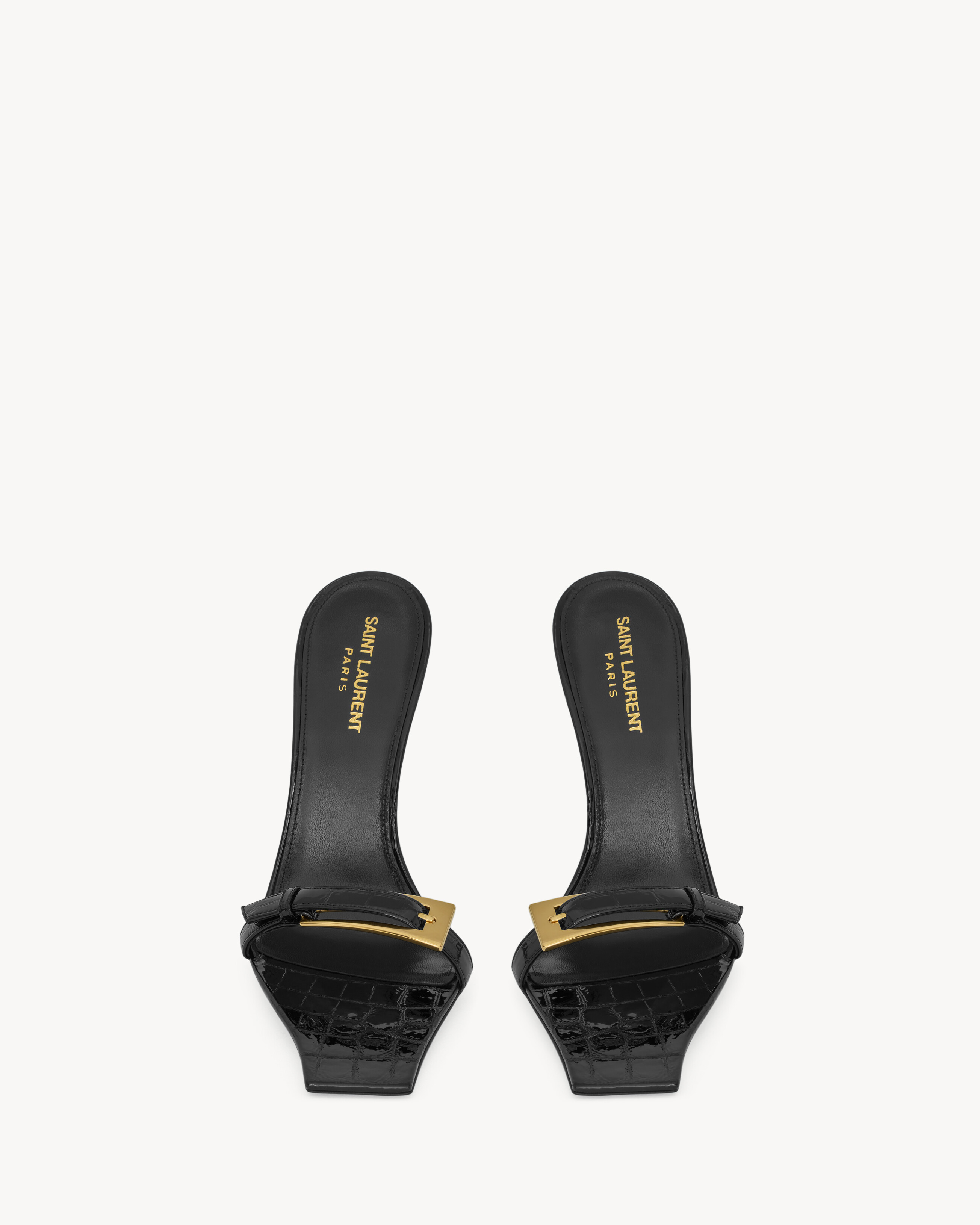 LEE mules in crocodile-embossed leather