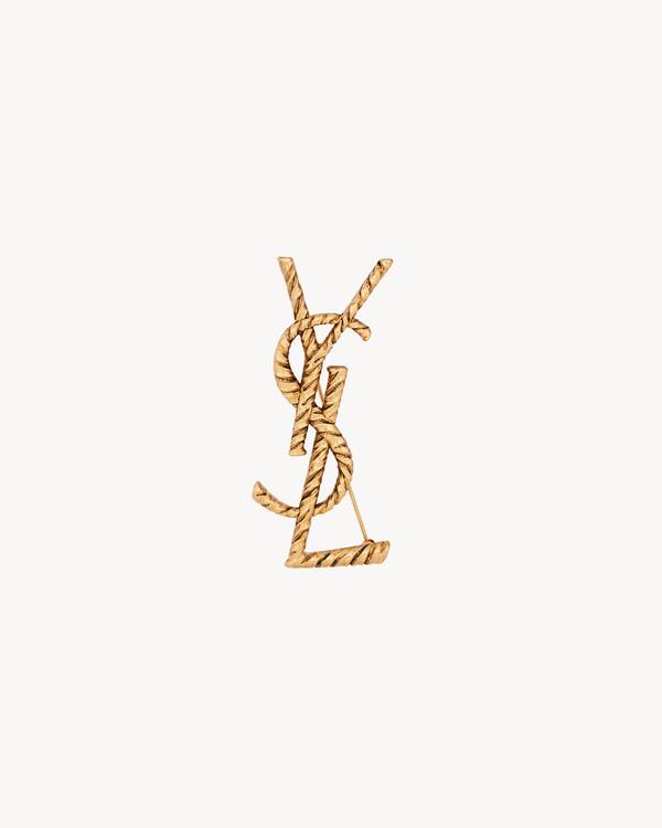 極美品 イヴサンローラン ブローチ カサンドラロゴ YSL 刻印 シルバー 極美品 イヴサンローラン ブローチ カサンドラロゴ YSL 刻印