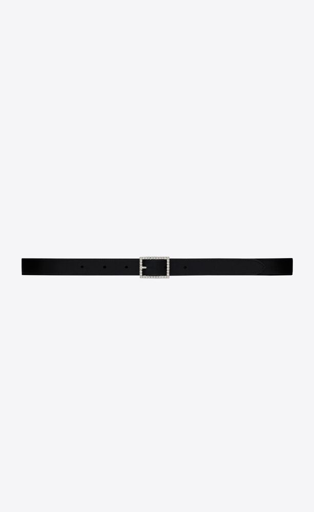 strass buckle belt in smooth leather