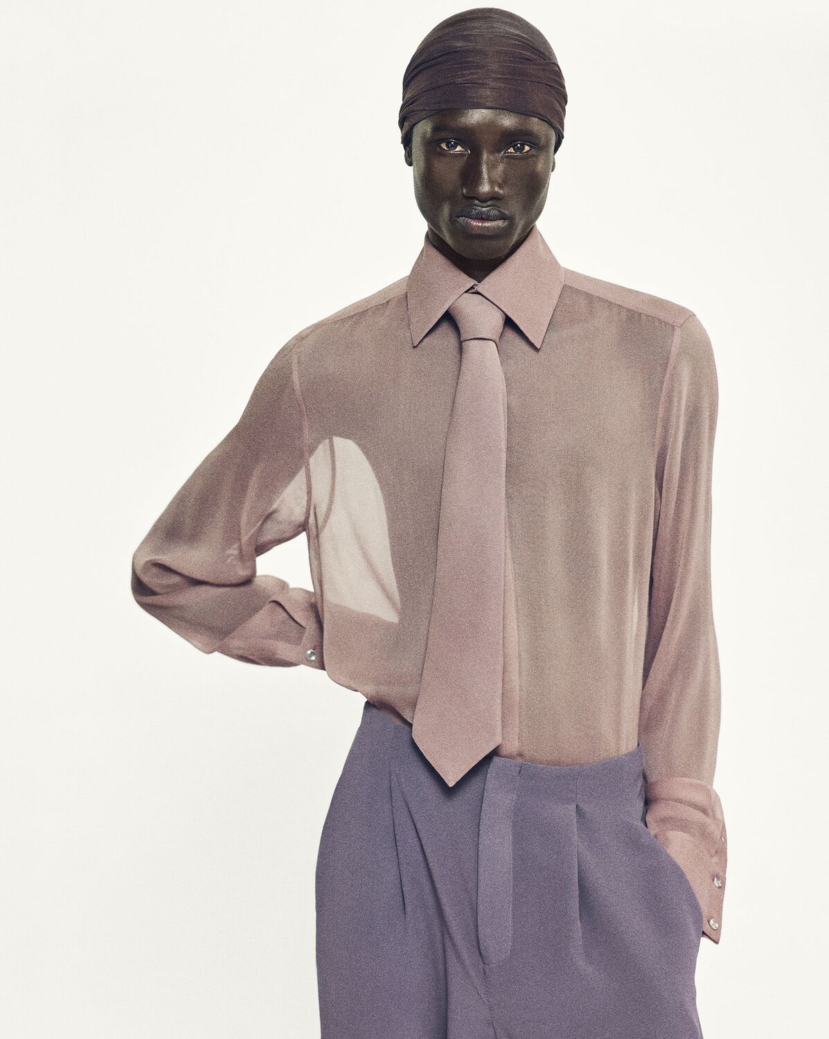 shirt in silk crepe muslin