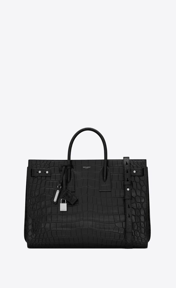 sac de jour thin large in crocodile-embossed leather
