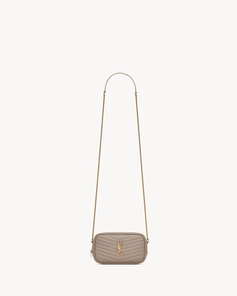 lou mini-tasche aus gestepptem, glänzendem leder