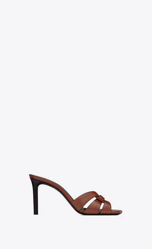 tribute heeled mules in smooth leather