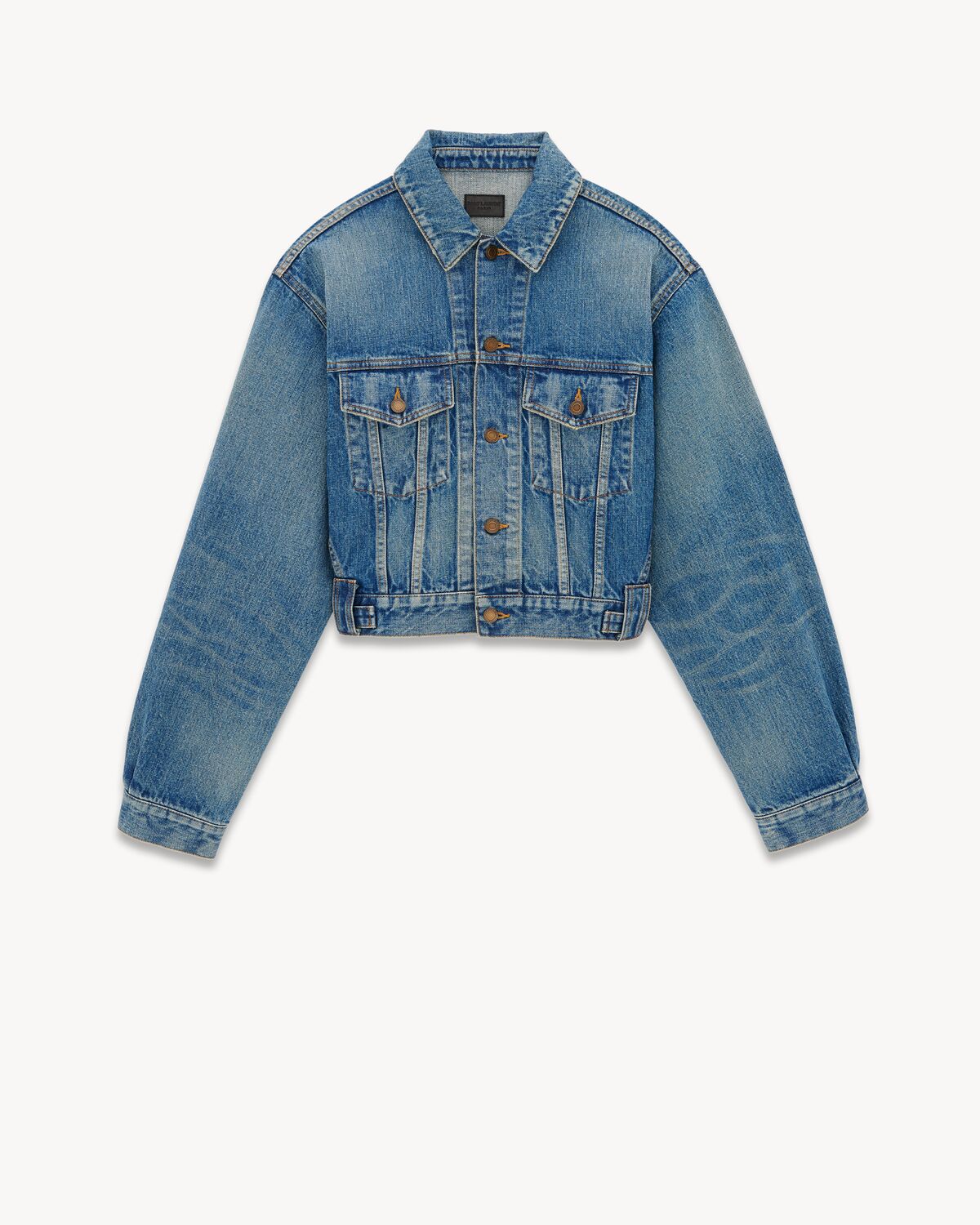 Jacke im Stil der 80er aus Denim in Vintage Blue