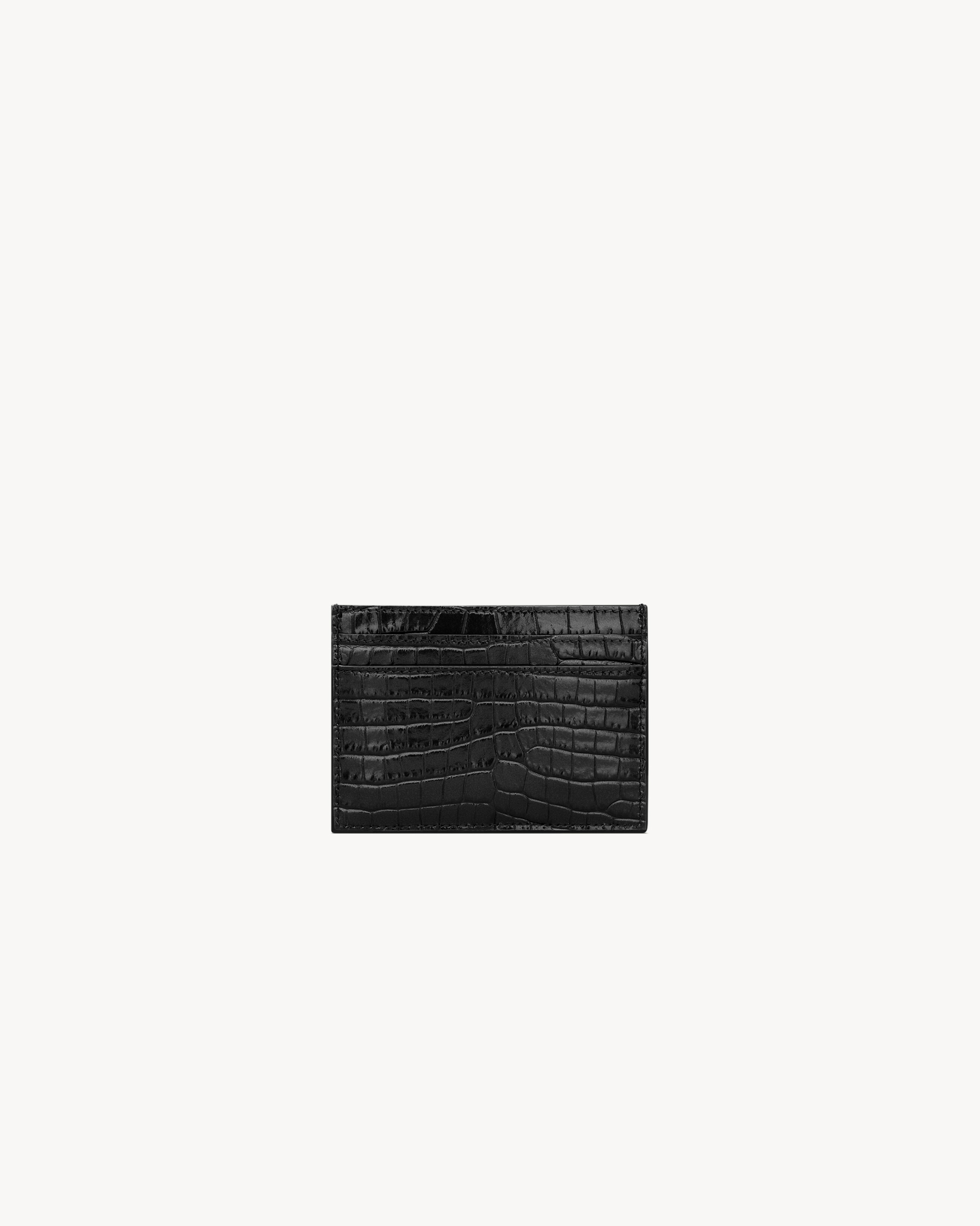 CASSANDRE PORTE-CARTES EN CUIR BRILLANT EMBOSSÉ CROCODILE
