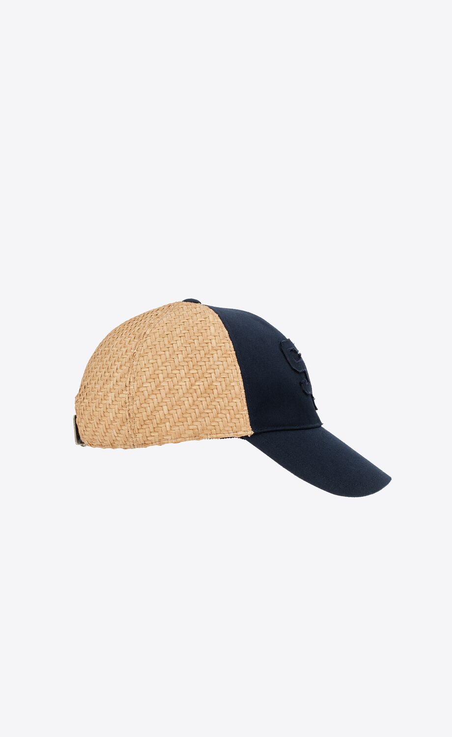 SL Baseball cap in cotton canvas and raffia Saint Laurent