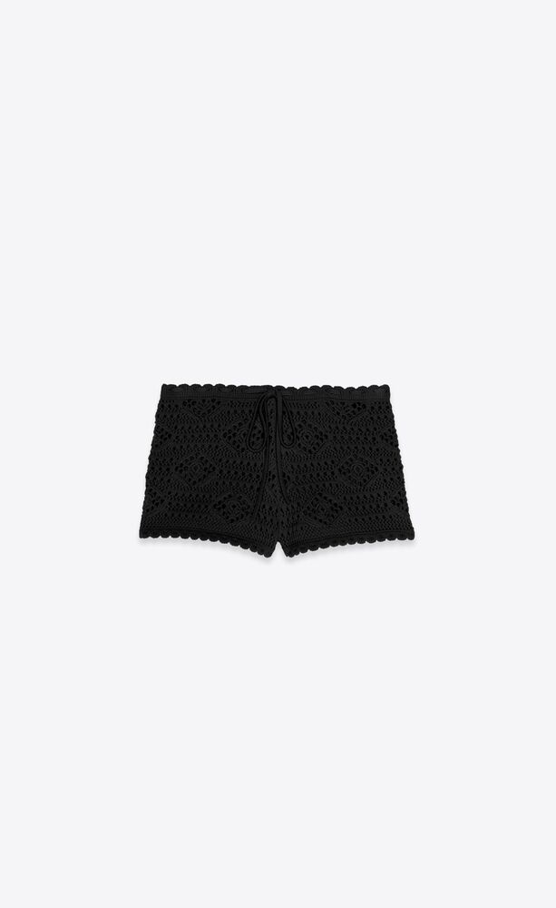 low-waisted crochet shorts in wool