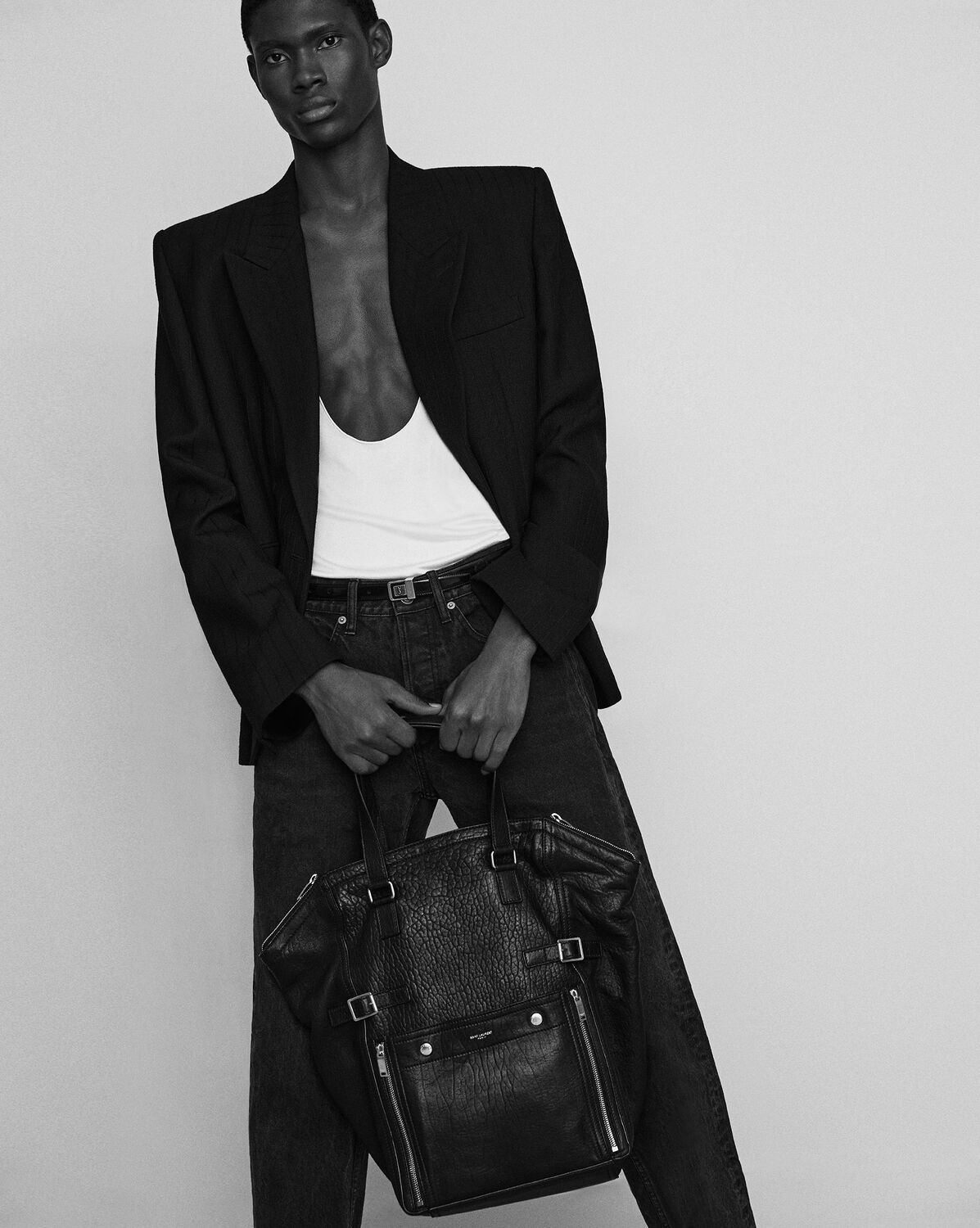 생로랑 양가죽 가죽 다운타운 토트백 757970AACIU1000