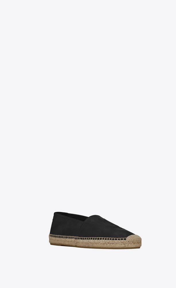 Monogrammed Leather Espadrilles in Black - Saint Laurent