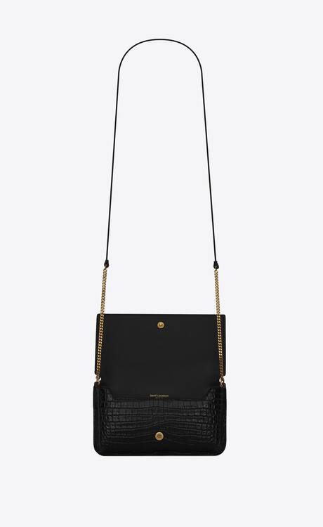 CASSANDRE phone holder with strap in SHINY crocodile-embossed leather ...