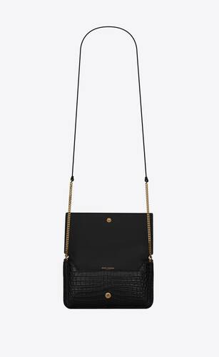 cassandre phone holder with strap in shiny crocodile-embossed leather
