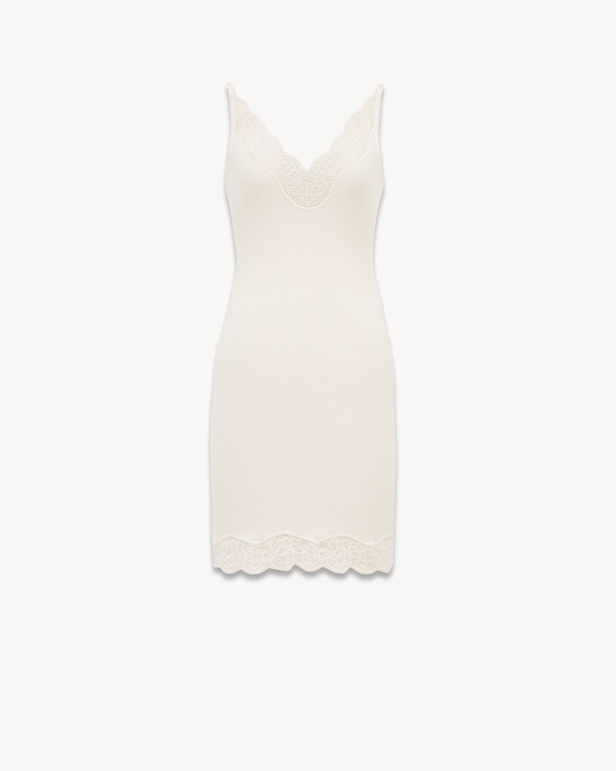 Laced Slip Dress in Ribbed Silk Jersey