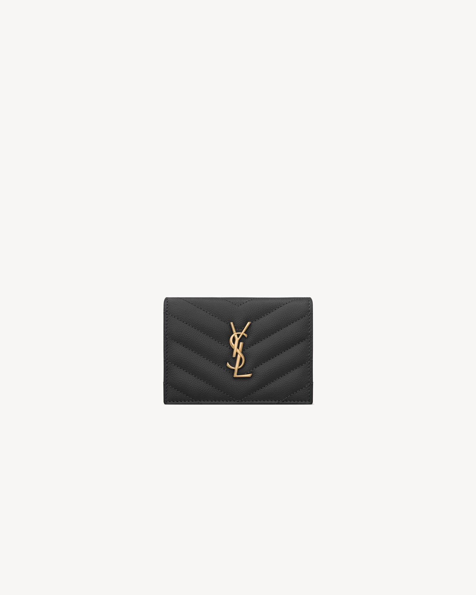 CASSANDRE MATELASSÉ FLAP CARD CASE IN GRAIN DE POUDRE LEATHER — 668290BOWA11000