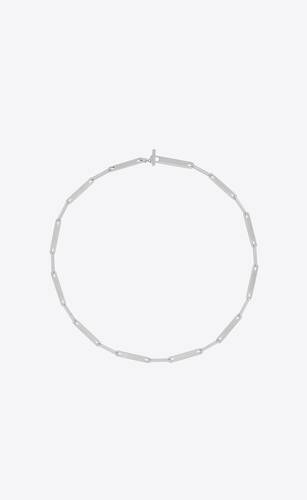 Yves Saint Laurent Silver Logo Link Pendant Necklace