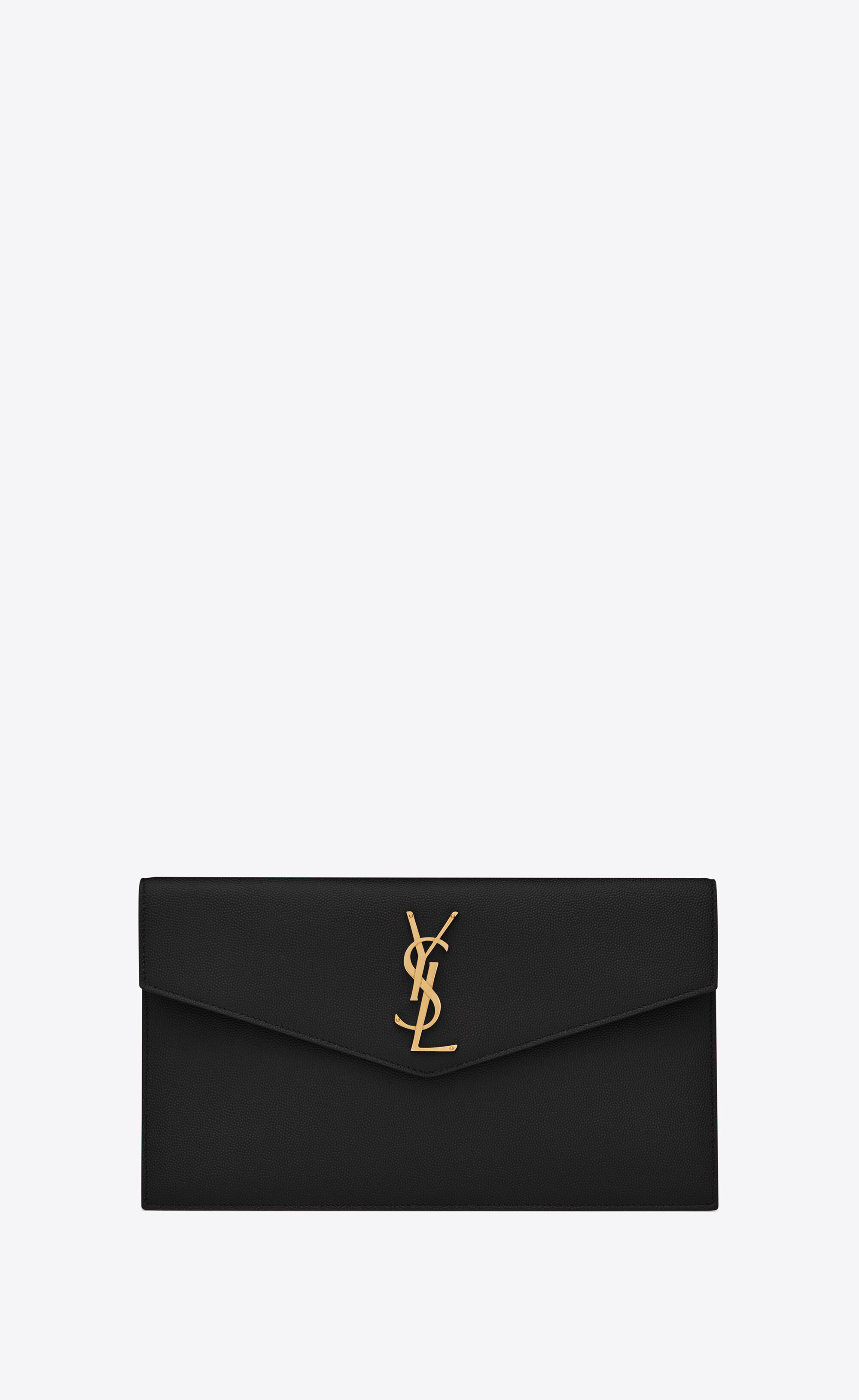 Uptown leather clutch bag Saint Laurent Black in Leather - 37341730