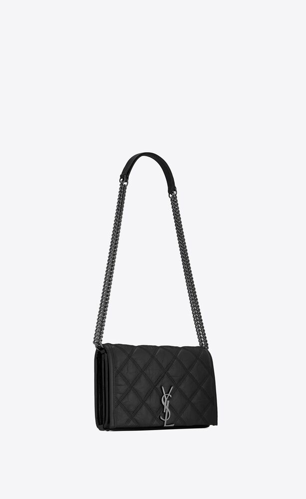 BECKY chain wallet in quilted wrinkled matte leather | Saint Laurent ...