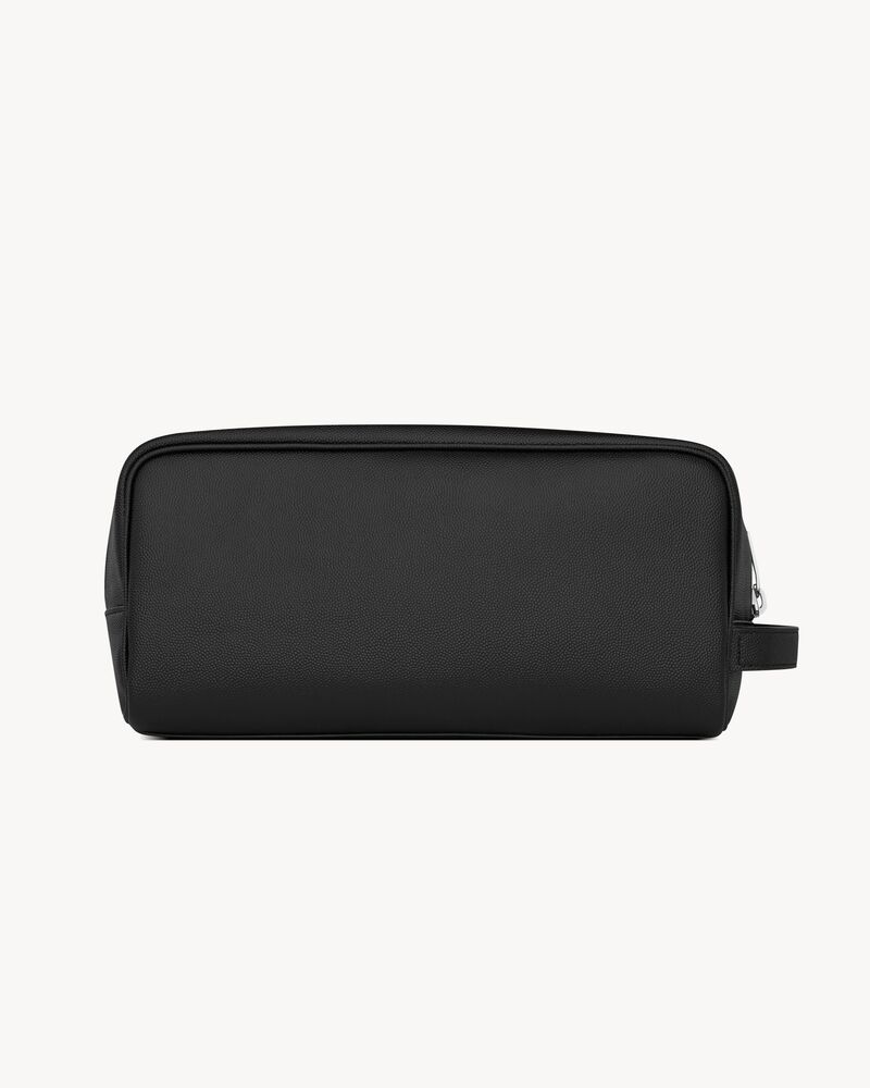 SAINT LAURENT PARIS Trousse de toilette en cuir grain de poudre