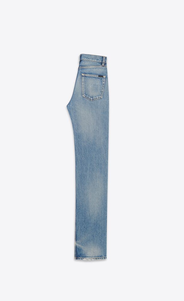 Long straight jeans in charlotte blue denim | Saint Laurent | YSL.com