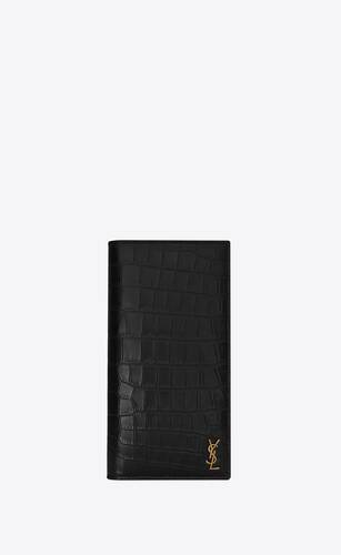 tiny cassandre continental wallet in crocodile-embossed matte leather
