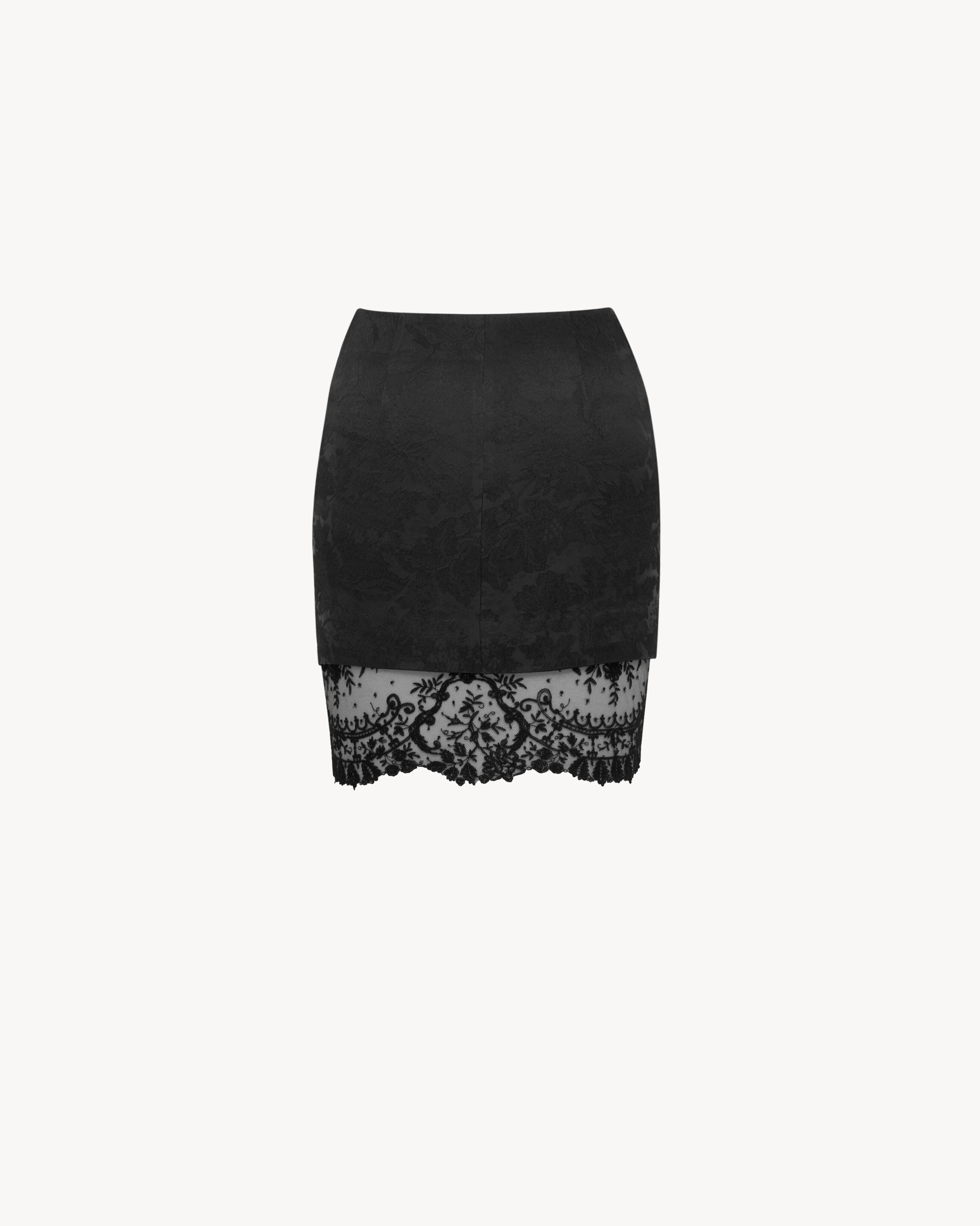mini skirt in jacquard and lace