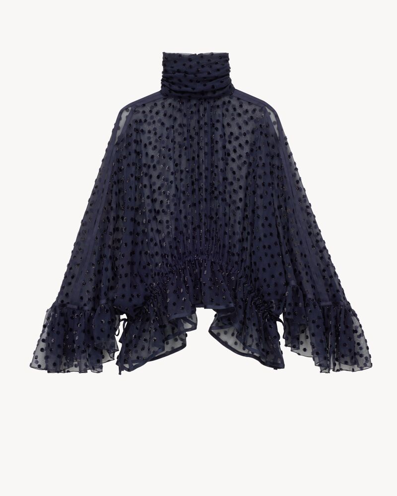 oversized blouse in lamé velvet dotted silk muslin