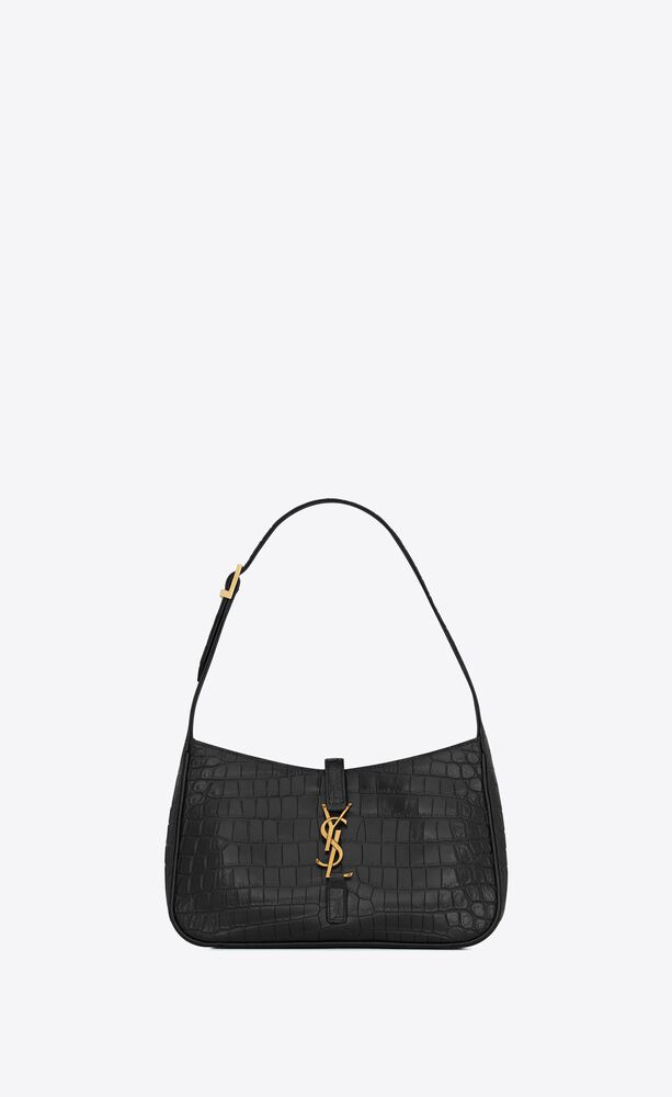 le 5 à 7 hobo bag in crocodile-embossed shiny leather