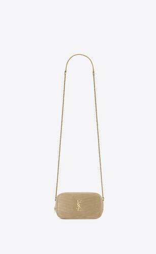 Saint Laurent Lou Mini Bag in Quilted Suede - Yellow/Gold - Women