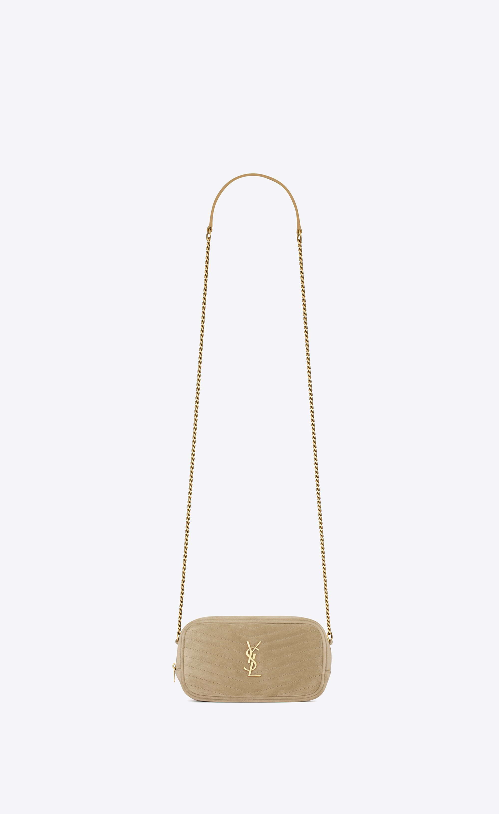 Saint Laurent Lou Crossbody Bag Mini Beige in Calfskin with Gold