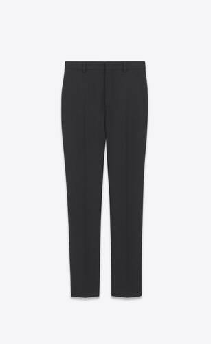 high-waisted pants in striped wool