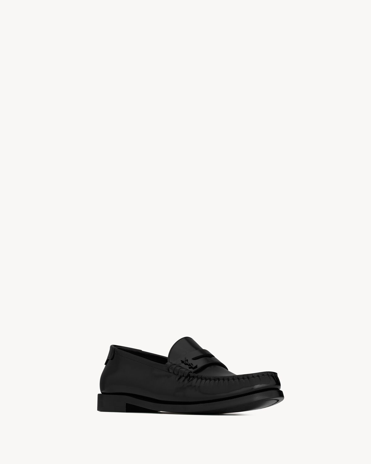 생로랑 글레이즈드 가죽 LE LOAFER 페니 슬리퍼 670232AAA7R1000