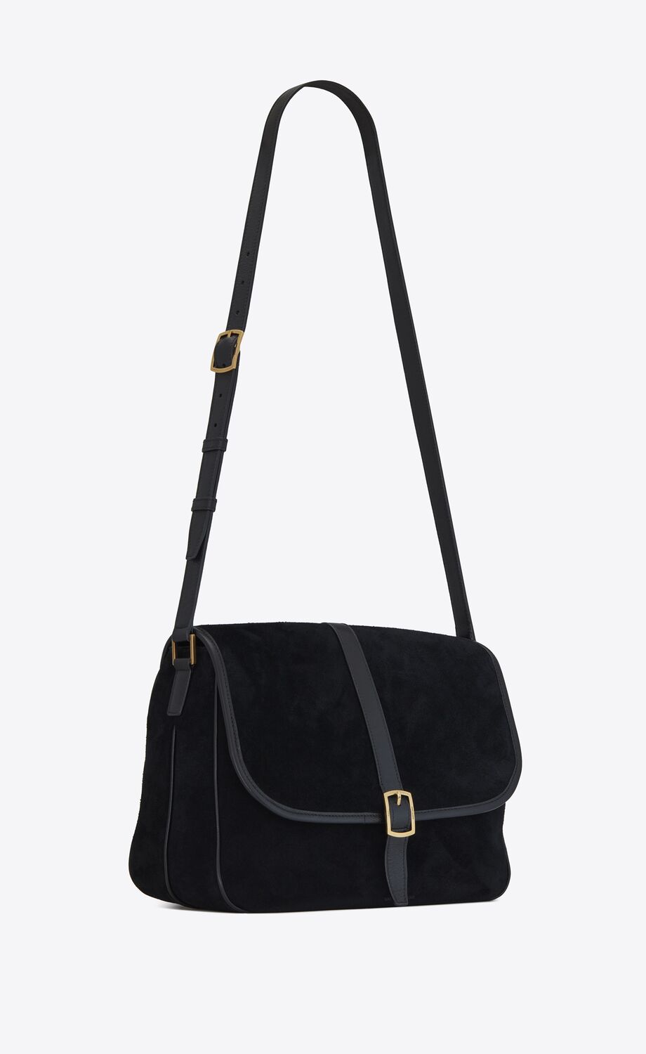 sorbonne flap bag in suede and vintage leather
