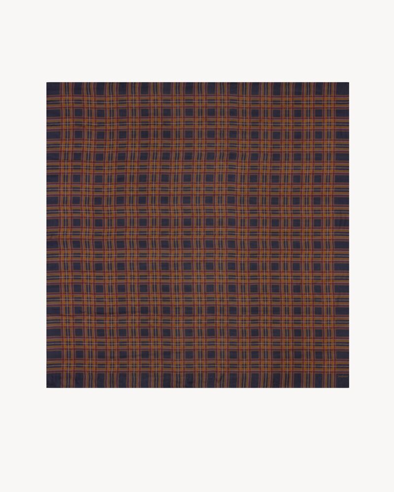 CASSANDRE LARGE SQUARE SCARF IN TARTAN SILK CHARMEUSE