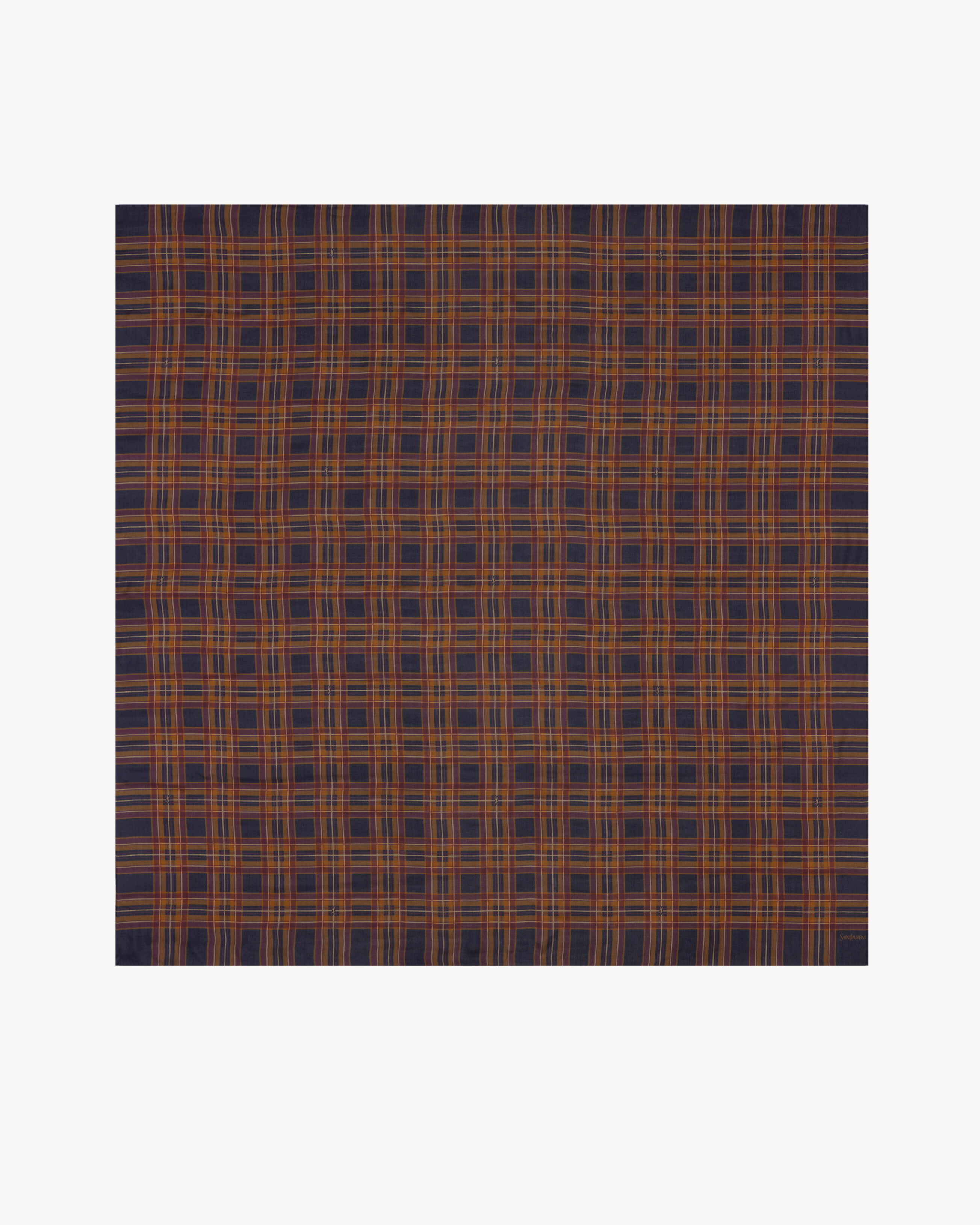 CASSANDRE LARGE SQUARE SCARF IN TARTAN SILK CHARMEUSE