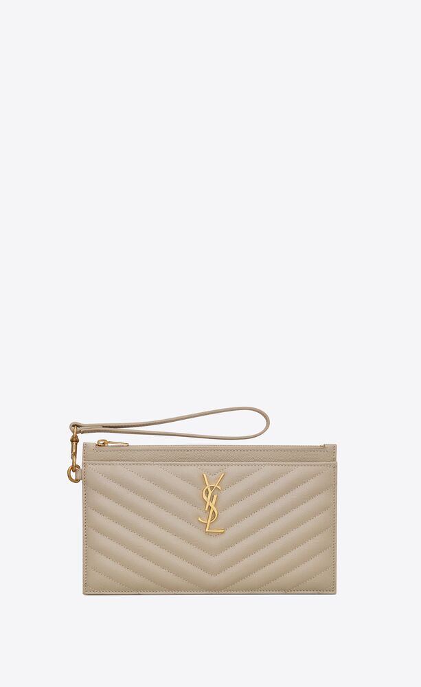 ysl monogram bill pouch in grain de poudre embossed leather