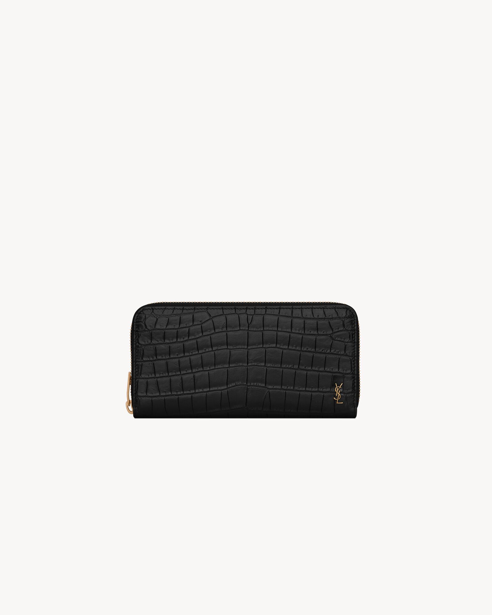 TINY CASSANDRE zip-around wallet in crocodile-embossed matte leather — 630201DZEDW1000