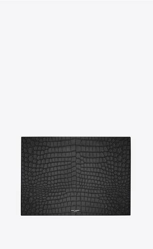 medium crocodile-embossed leather box