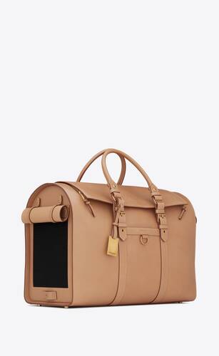 pet carrier bag in vegetable-tanned leather