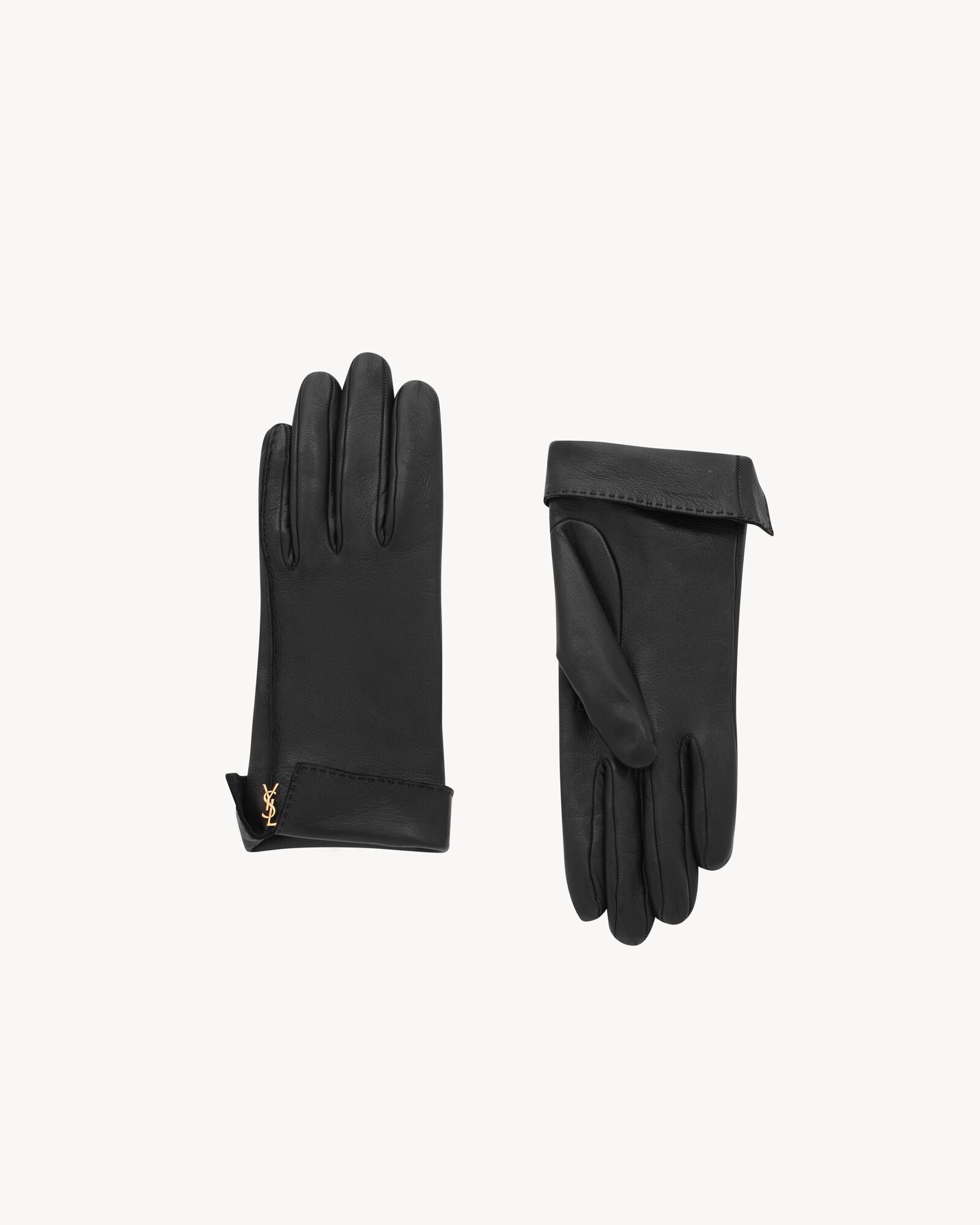 Guantes Cassandre de piel en color Negro | Saint Laurent | YSL [MX