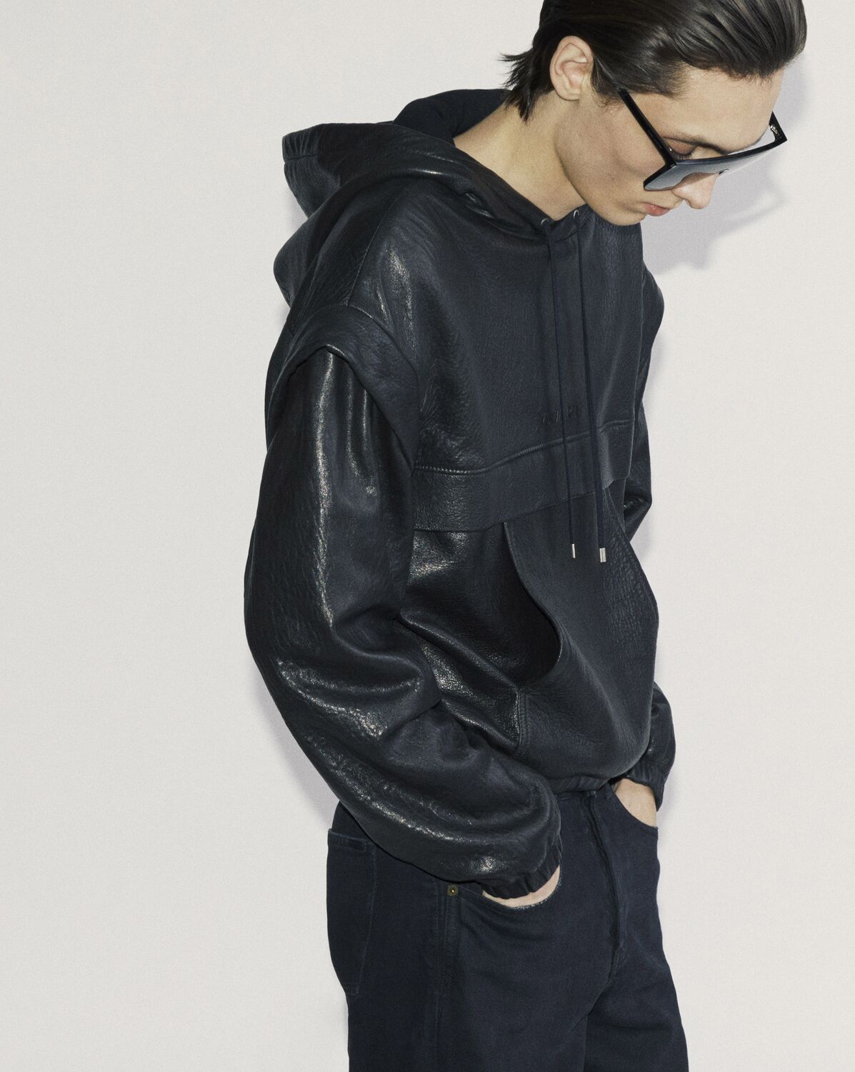 Saint Laurent hoodie in grained lambskin