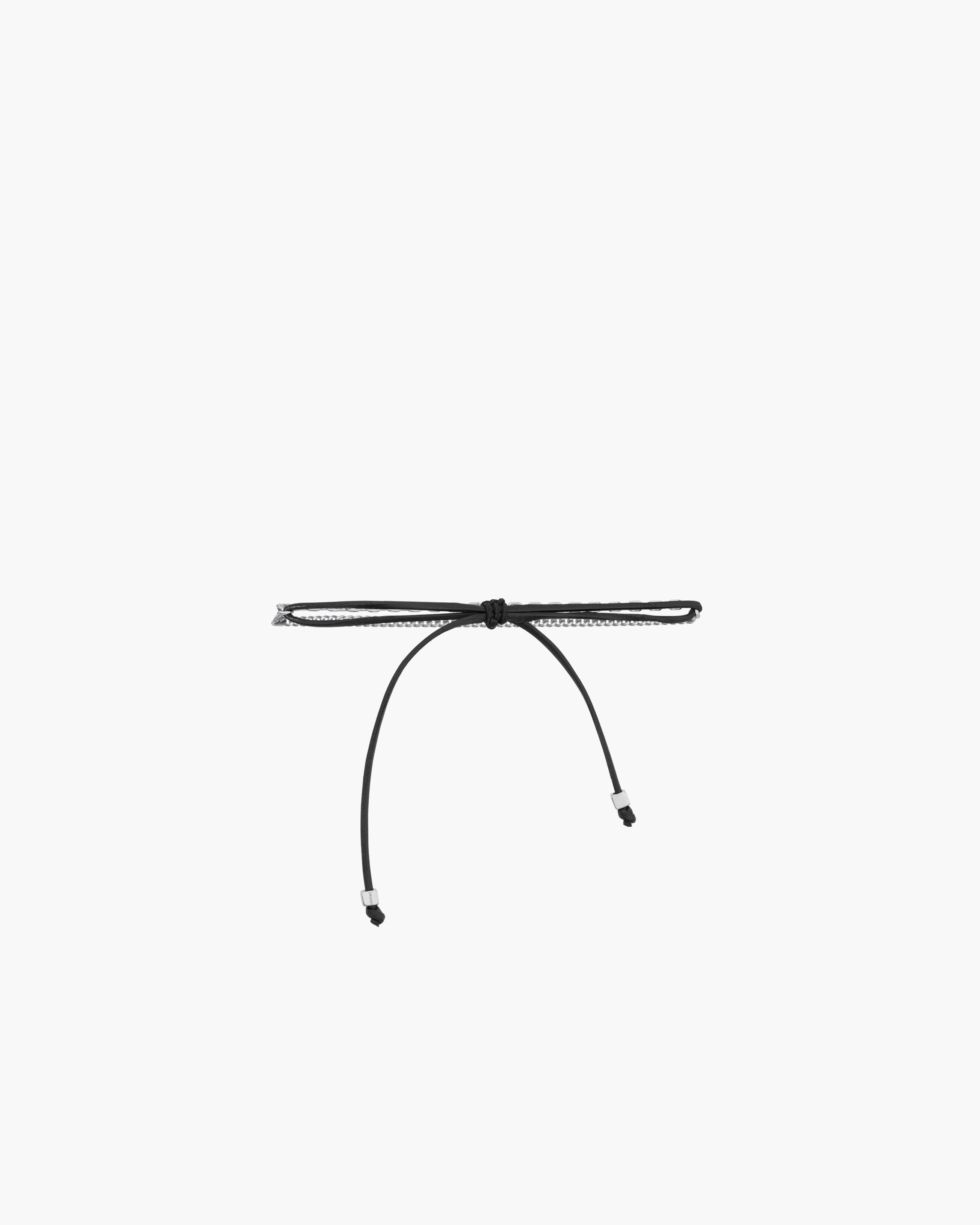 dual chain bracelet in 18K grey gold and leather