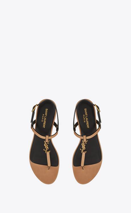Cassandra sandals in vegetable-tanned leather | Saint Laurent | YSL.com