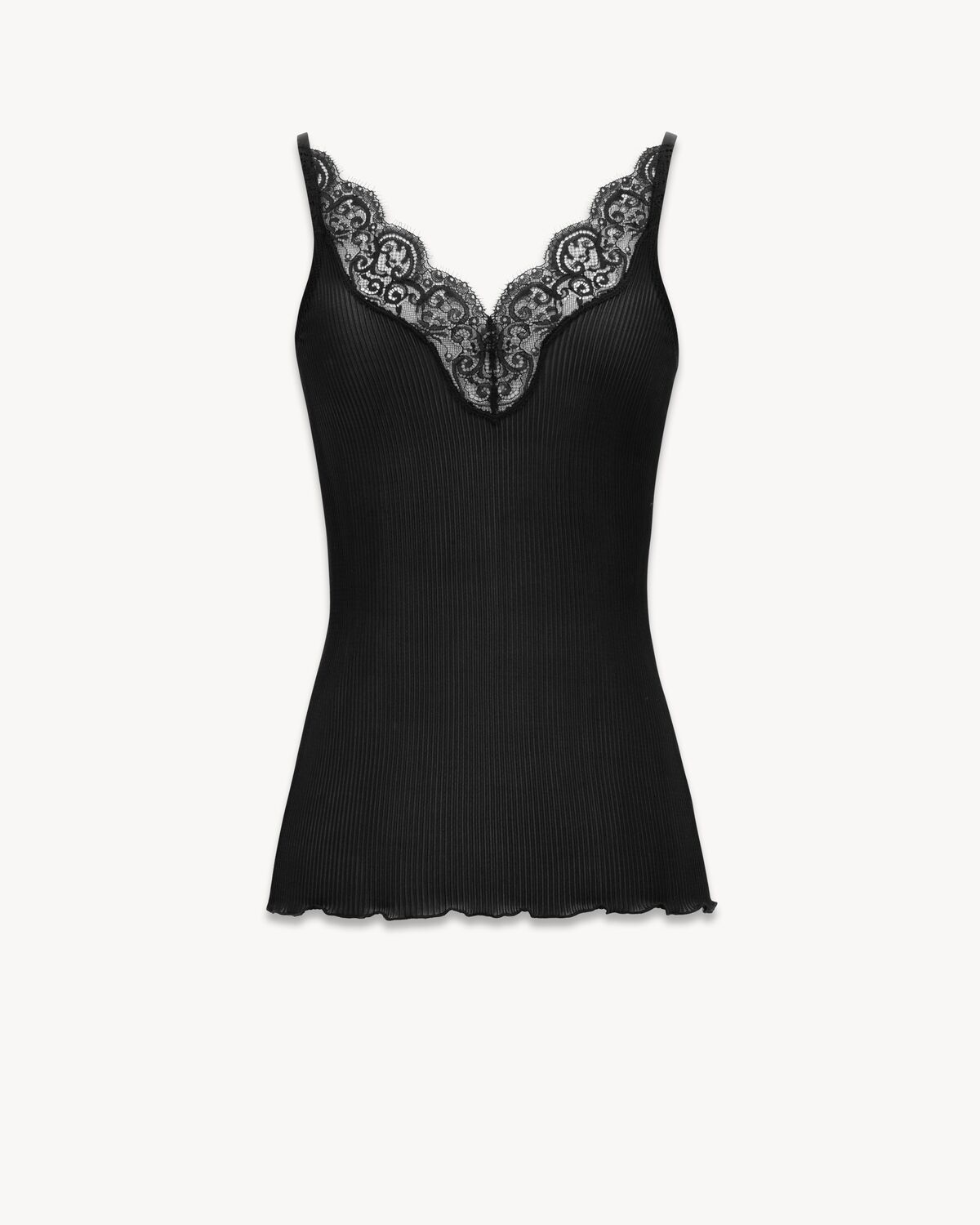 Laced Tank Top in Ribbed Silk Jersey | Saint Laurent | YSL.com