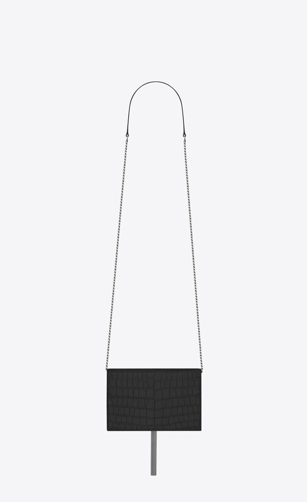 kate chain wallet with tassel in grained metallic leather