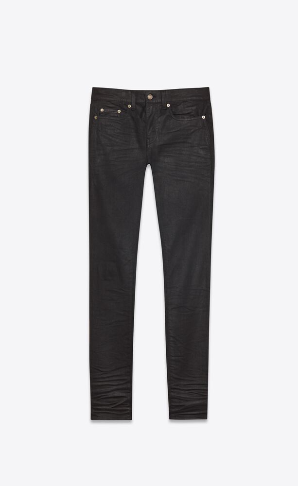 Prisoner of war Dent Playful Skinny-fit jeans in coated black denim | Saint Laurent | YSL.com