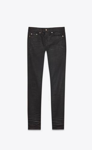 skinny-fit jeans in coated black denim