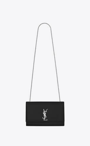 YSL SAINT LAURENT Kate Medium Grain de Poudre Shoulder Bag Black with Gold  Logo