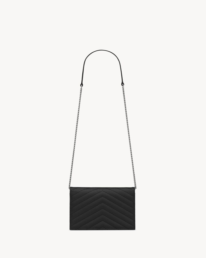 cassandre envelope chain wallet in grain de poudre leather