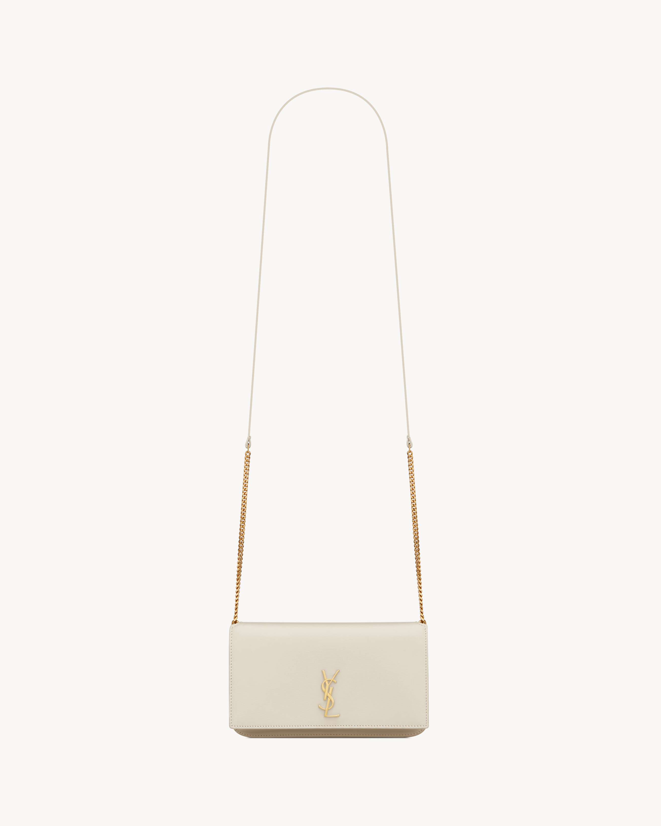 CASSANDRE phone holder in smooth leather in White | Saint Laurent | YSL EN-BE
