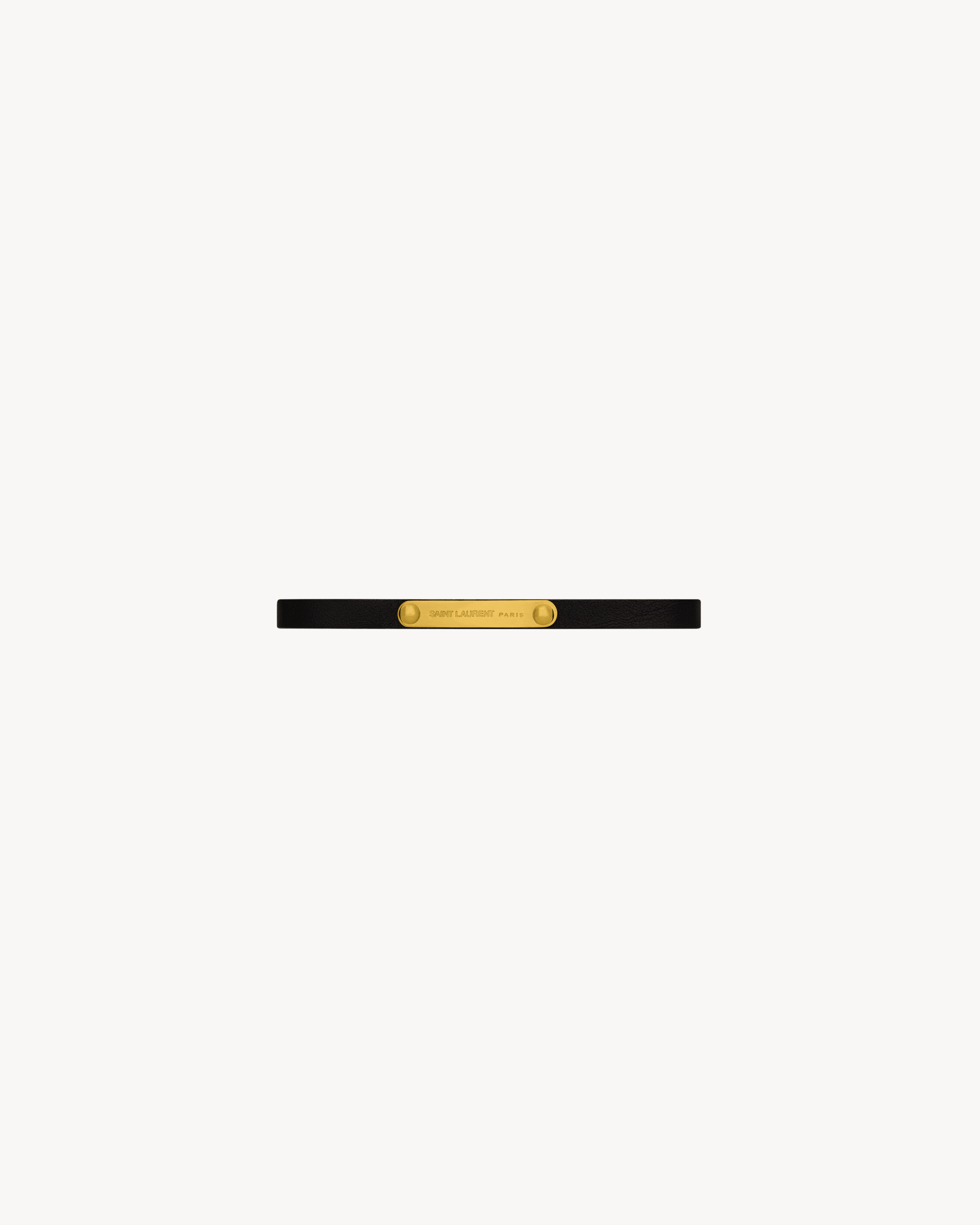 saint laurent ID plaque bracelet in smooth leather and metal