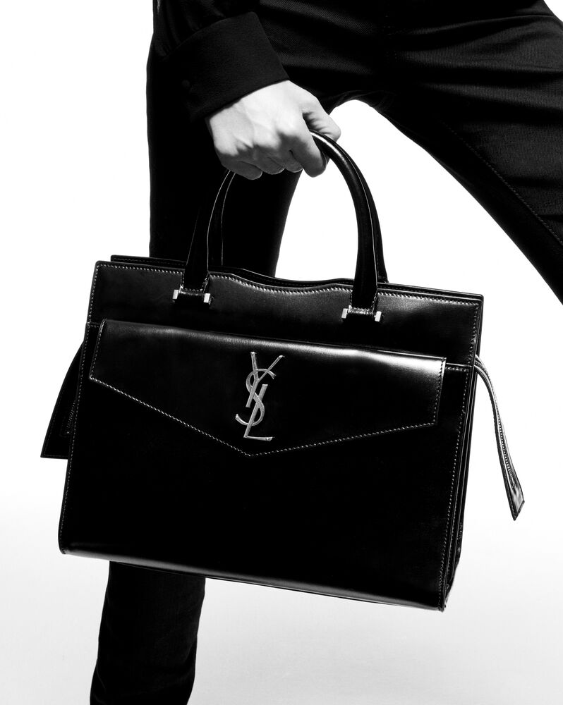 Uptown Medium Tote In Shiny Smooth Leather Saint Laurent Cyprus Ysl Com
